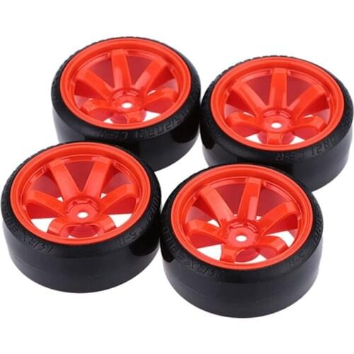 4Pcs Drift Car Tire Wheel Rim Hard Wheel Tyre for 1/10 Traxxas HSP Tamiya HPI Kyosho Drifting RC Car