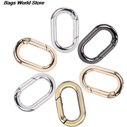 5pcs Zinc Alloy Handbag Buckle Plated Gate Spring Oval Ring Buckles Clips Carabiner Purses Snap Hooks Carabiners Bag Accessories