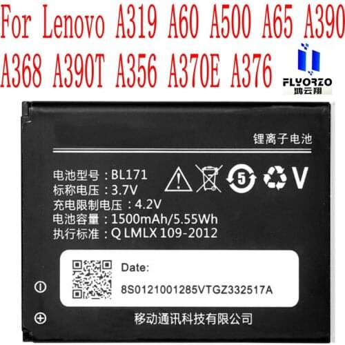100% Brand new High Quality 1500mAh BL171 Battery For Lenovo A319 A60 A500 A65 A390 A368 A390T A356 A370E A376 Mobile Phone