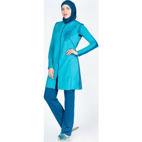 Alfasa 405 Long Sleeve Vest Full Off Hijab Swimwear Sea Green