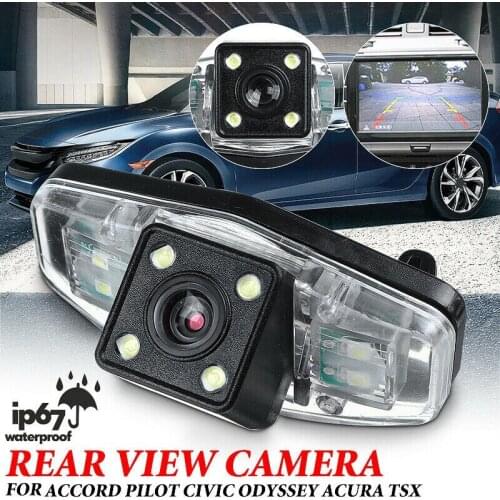 Auto Car Rear View Backup Reverse Parking Camera with 4 LED Light for Honda Accord Civic EK FD Pilot Fit Jazz 1998-2013