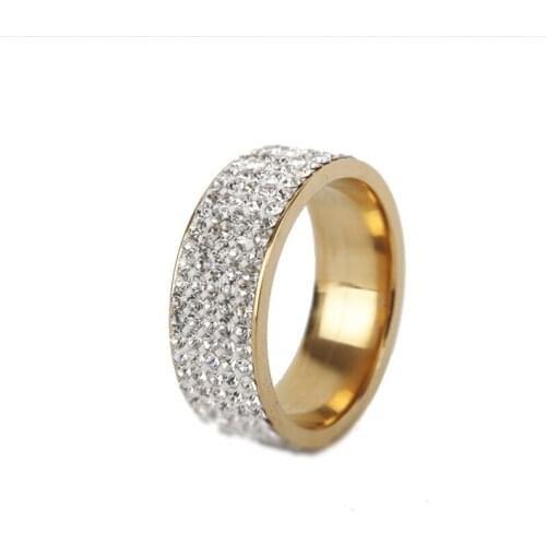 White Gold Color AAA Zircon Full Shop Pattern Wedding Jewelry Fashion Rings For Women Bague Bijoux 8mm Size 6-13