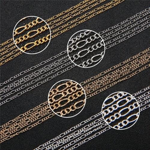 5m/lot Dia 2mm Copper Gold Link Necklace Chains Bulk For Diy Jewelry Making Metal Silver Color Bracelet Chain Lot Craft Supplies