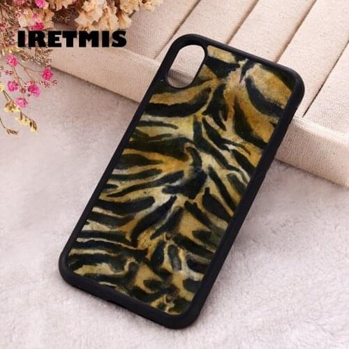 Iretmis 5 5S SE 2020 Phone Cover Case for iPhone 6 6S 7 8 Plus X Xs XR 11 12 Mini Pro Max Rubber Silicone Tiger Striped Print