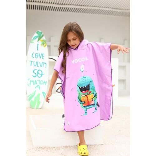 Childrens Animal Pattern Positive Super Soft Fine Fiber Quick-Drying Bathrobe Changing Robe Poncho Swim Hooded Cloak BeachTowel