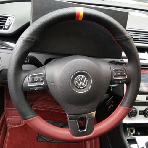 For Volkswagen Lavida Lamando Magotan Bora Tiguan L Sagitar Golf 7 Customized Hand-stitched Leather Car Steering Wheel Cover Set