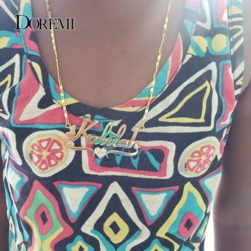 DOREMI Custom Name Necklaces Stainlesss Pendant Letters Necklace for Women Custom Chain Jewelry Children Personalized Gold