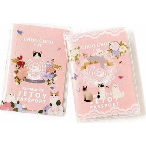 Travel Accessories Women Passport Holder Cute Cat PVC Leather Transparent Travel Passport Cover Case Card ID Holders For Wedding