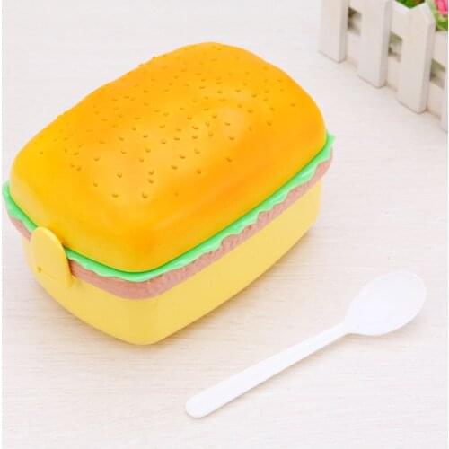 Double Tier Hamburger Shaped Lunch Box For Kids Children School Food Storage Container Kitchen Accessories Bento Box Organizer