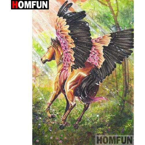 HOMFUN Full Diamond Embroidery "horse scenery" Diamond Painting Cross Stitch Patterns Rhinestone Unfinished Home Decor A01460