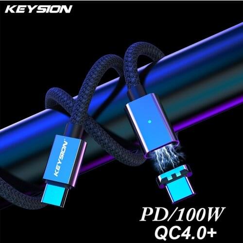 KEYSION 100W Magnetic Type C to Type C Cable for Xiaomi Redmi Samsung PD Fast Charging for MacBook iPad Pro USB C Charger Cable
