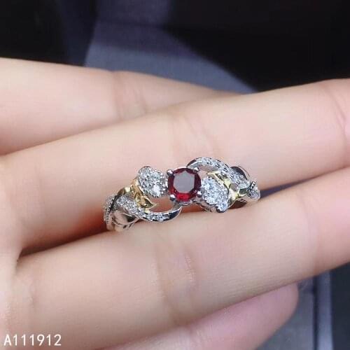 KJJEAXCMY fine jewelry natural garnet 925 sterling silver adjustable gemstone women ring support test noble