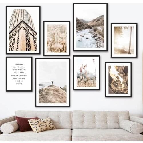 Mountain River Reed Beach Natural Scene Wall Art Canvas Painting Nordic Posters And Prints Wall Pictures For Living Room Decor