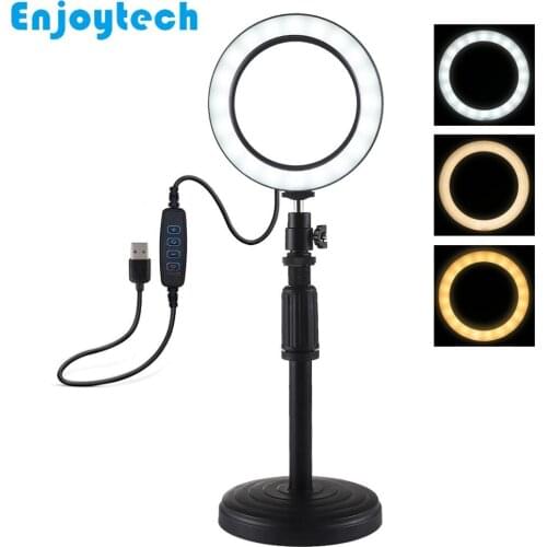 New Desktop Mounts Holder with 4.6inches 6.2inches LED Ring Flash Lamp Light Mini Tripod for Video Bloggers