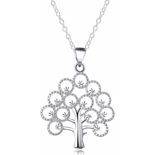 New Fashion silver plated pendant necklace for women Pachira macrocarpa Tree life necklace wedding jewelry Hot drop shipping