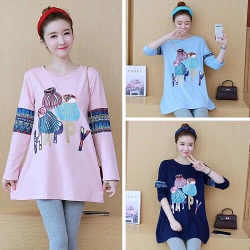 Materntity Clothing Pregnant Womens Long T-shirt Cotton Autumn Winter Long Sleeve Women Top Autumn Clothes Maternity Dress