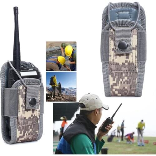 Tactical Molle Radio Walkie Talkie Pouch Waist Bag Holder Pocket Portable Interphone Holster Carry Bag for Hunting Camping