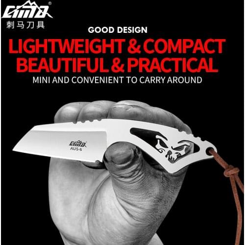 CIMA Tactical Fixed Blade Neck Knife,EDC Survival Blade Knives,AUS-8steel,Kydex sheath