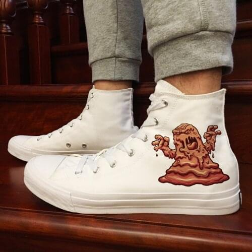 Wen Original Mud Man Ghost Monster Designs Canvas Skateboarding Shoes Men White Black High Top Sneakers Women Platform Plimsolls