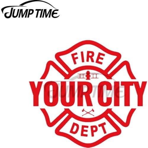 Jump Time 13 x13cm For MALTESE CROSS with CITY FD NAME Car Stickers Laptop Decal Sunscreen Waterproof Custom Printing Decoration