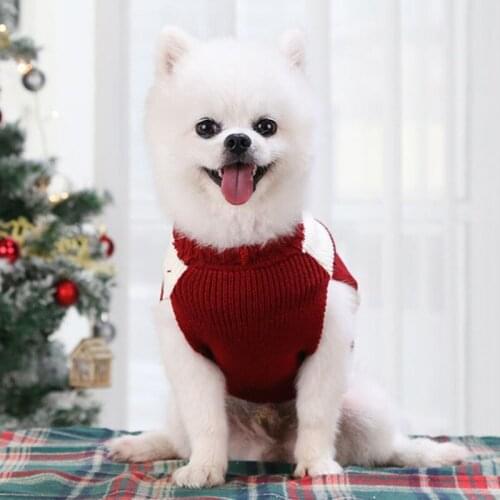 Pet Dog Cats Winter Warm Knitted Cat Sweater Red Christmas Stripe Sweater Teddy Chihuahua Costumes Dog Clothing