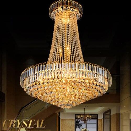 Golden Crystal Chandelier living room crystal light hotel restaurant large chandeliers villa complex staircase chandelier lamp