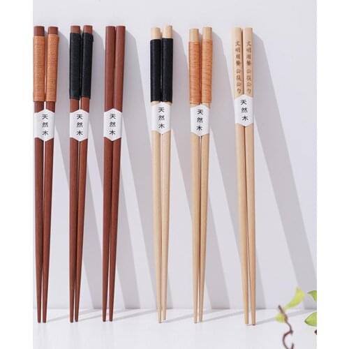 1pair Handmade Japanese Natural Chestnut Wood Sushi Chopsticks Set Value Gift Sushi Chinese Food Tie Line