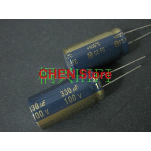 10PCS matsushita capacitor FC 100V330UF 16X31.5MM ultra low internal resistance Electrolytic Capacitor ce fc 330uf 100v Gold