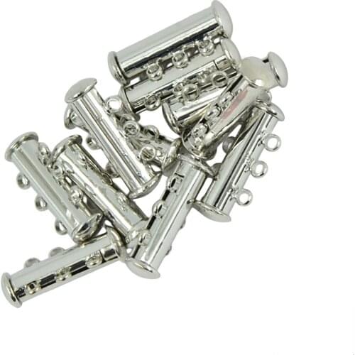 10Pcs Multi 3 Strand Slide Lock Magnetic Tube Brass Clasps DIY Making Accs for Pearl Gemstone Necklaces, Bracelets,Earrings