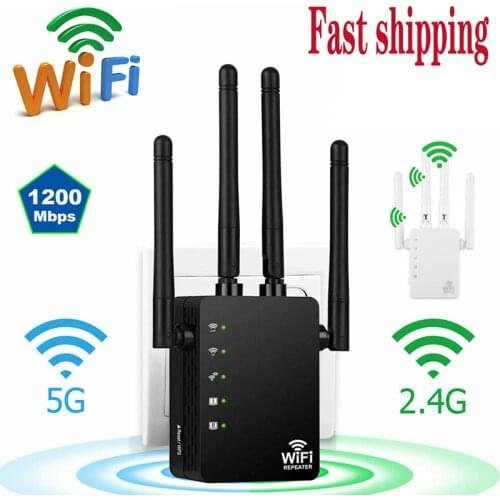 1200Mbps Repeater Wifi Extender Wireless Dual Band Range Signal Booster With 4 Antenna Wi Fi Routers Home Network Supplies