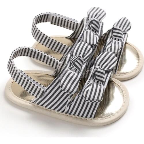 2021 Cute Baby Girls Bow Footwear Soft Sole Solid Color Non-Slip Open Toe Flat Comfortable Shoes Infant First Walkers