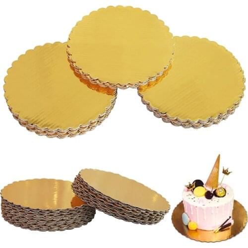 6 /8/12 inches Golden Cake Base Round Cake Boards Embossed Tray Dessert Tiramisu Mousse Cake Cheesecake Tray Party Tools