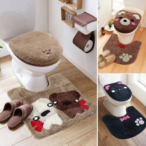 3Pcs/set Winter Thicken Warmer Washable Toilet Set Bath Mat Cartoon Toilet Seat Cover & Rug Bathroom Toilet Seat Cushion Sets