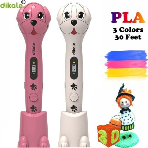 Dikale 3D Pen 3D Drawing Pen LCD Display DIY 3D Printing Pen with 3M 3 Colors Arts 3d pens for Kids Christmas Drawing Gift