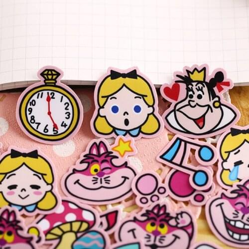 40pcs Cute Kawaii Alice Stickers Decal For Phone Car Case Waterproof Laptop Album diary Backpack Kids Toy Stickers waterproof