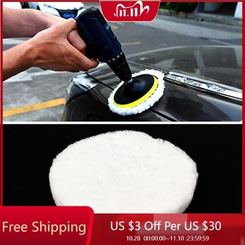 6 inch 5PCS Pad Polisher/Buffer kit Soft Wool Bonnet Pad White,Universal Car Polisher Car Body Polishing Discs Wool Bonnet