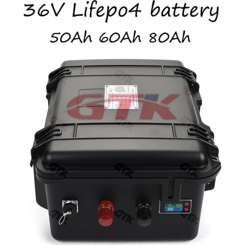 Lifepo4 battery pack 36V 50Ah 60Ah 80Ah 12S lithium with BMS for EV energy storage forklift electric bike motorcycle +5A charger