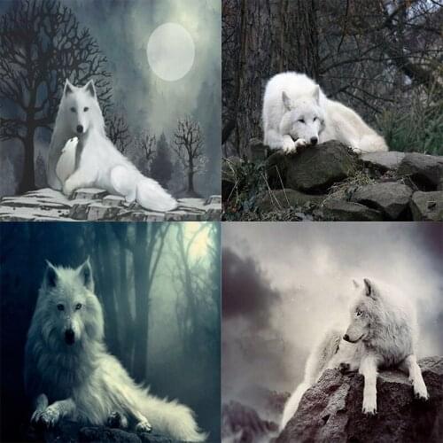 LUOVIZEM DIY 5D Diamond Painting Wolf Animal Scenery Mosaic Embroidery Cross Stitch Full Square/Round Drill Home Decor Picture