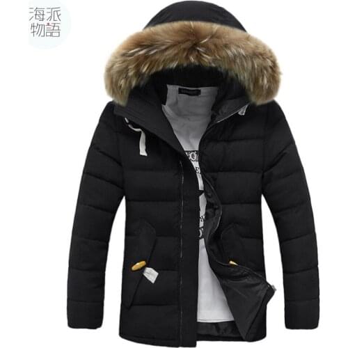 Free shipping Winter Men Casual Warm Jackets Coats Wear Warm Jacket With Fur Hat Abrigos Chaqueta Hombre Veste Homme 3 color