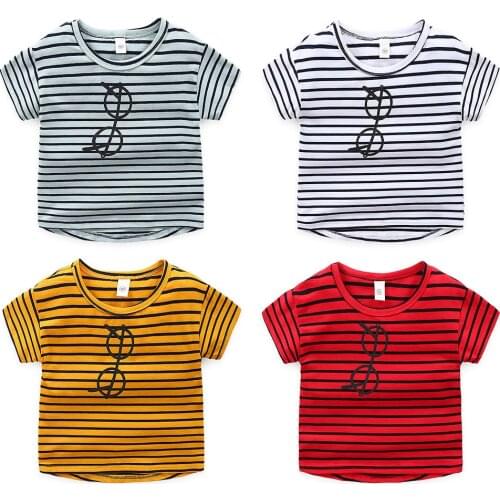 Kids Tops children t-shirts for baby boys short sleeve summer t shirts beach stripes glasses