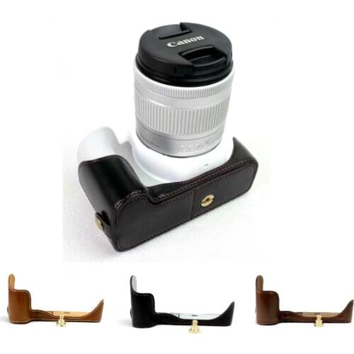 For Canon 200D 200DII 250D Kiss X9 X10 Rebel SL2 SL3 Battery Opening Camera Bag PU Leather Camera Base Half Body Camera case