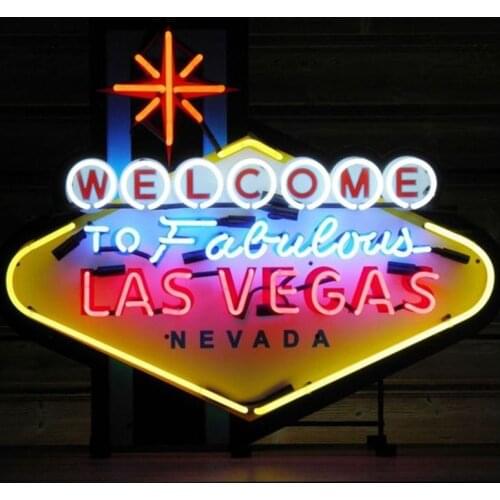 Welcome To Fabulous Las Vegas Neon Sign 10kv Light Glass Light Wall Art Neon Light Wall Aesthetic Room Decor Colored Lamp Inside