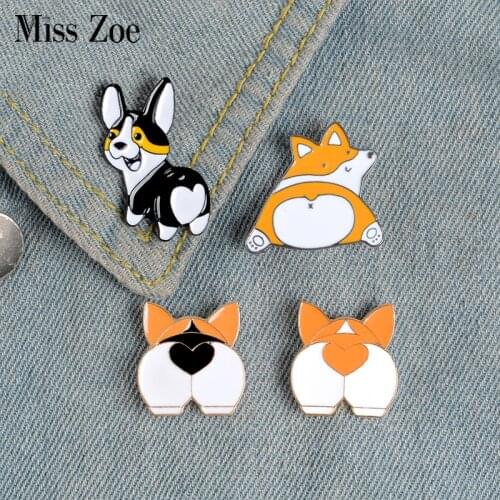 Corgi Love Butt Enamel Pin Custom Dogs Brooches Bag Clothes Lapel Pin Kawaii Animal Badge Puppy Jewelry Gift for Girl Friend