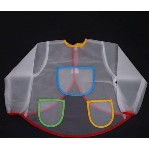 DIY Anti-dirt Toddlers Drawing School With Pockets Painting Apron Waterproof Long Sleeve Easy Clean Kids Home Cooking Protective