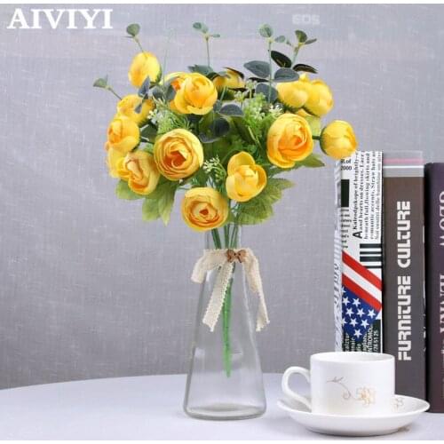 Wedding decoratio high quality artificial flowers Vivid real touch roses Artificial Silk Flower Bride DIY Table Party Home Deco