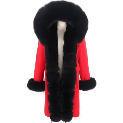 7XL Women Waterproof Parka 2021 X-long Winter Jacket Real Fox Fur Coat Faux fur liner Big Fur Outerwear Detachable