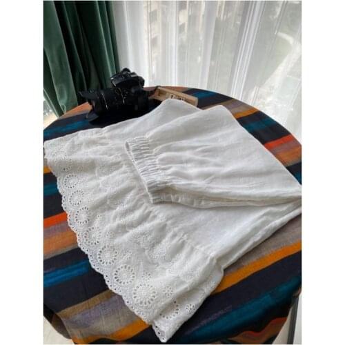 Lamtrip Unique Lace Patchwork Loose Wide Leg Super Comformatable Linen 3/4 Pants Lolita Mori Girl 2021 Spring Summer