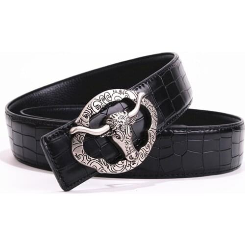 Cowhide style buckle crocodile belt cowhide buckle men 's belt new fashion big belt free postage