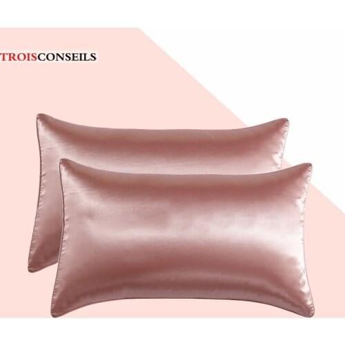 1 Pc Pillow Cover Solid Queen/Standard Silk Satin Pillow Case AB Side Bedding Pillowcase Smooth Home 51x66/76/102cm