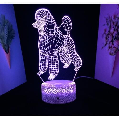 Poodle Cute Dog Series Nightlight Acrylic 3DLED Night Light for Child Bedroom Sleep Lights Kids Gift for Home Decor Table Lamp